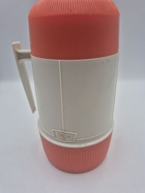 Vintage Thermos Vacuum Jar Model #6202 Orange & Tan /  1 Pint Wide Mouth